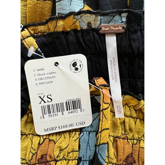 Free People Sophia Floral Print Jumpsuit Smocked Sleeveless Wide Leg Size XSmall - Picture 6 of 15